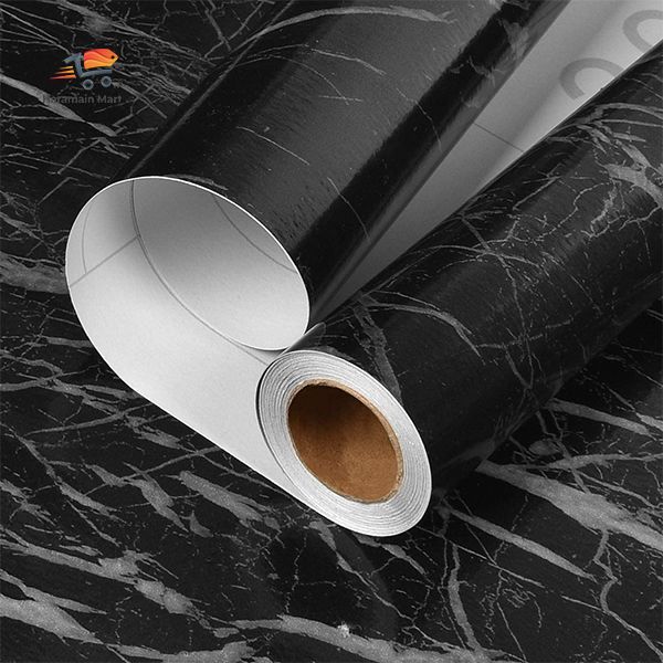 Self Adhesive Removable Black Marble Wallpaper