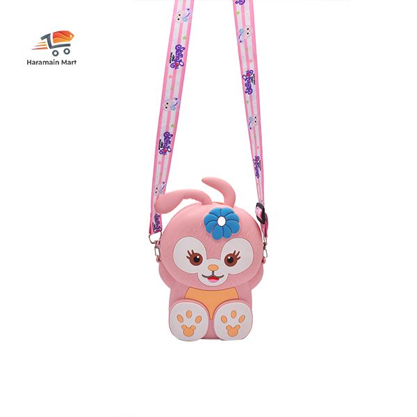 Pink Silicone Bag With Upper Zipper and Shoulder Strap